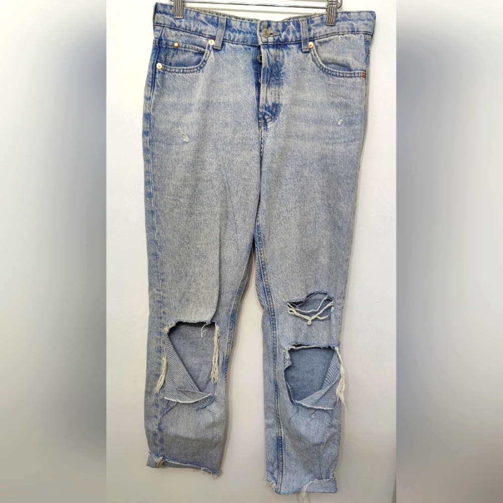 denim boyfriend low waist denim jeans ripped style size 4